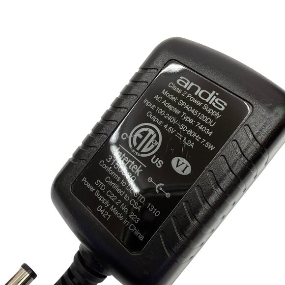 Andis Y068 Charging Stand Dock with SPA0451200U 4.5V Power Supply Adapter Black - Picture 8 of 8